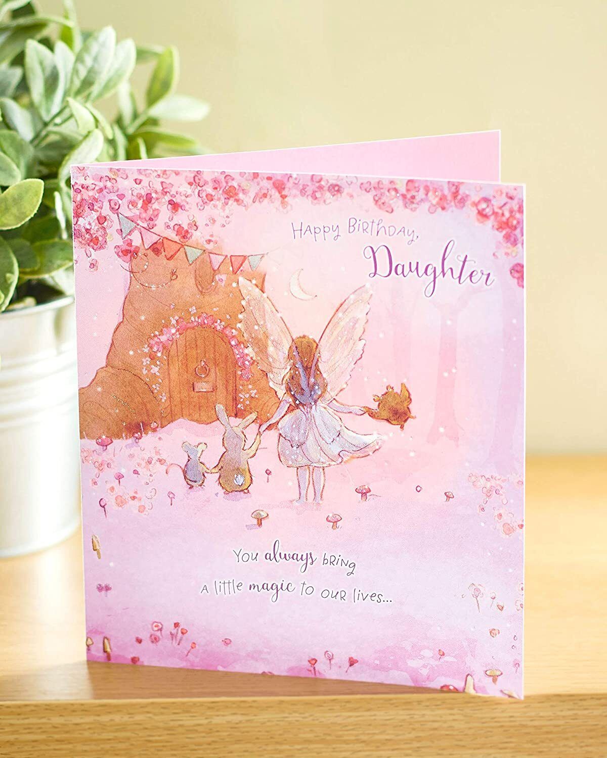 Colorful Happy Birthday Daughter Fairy greeting card with whimsical spellbound fairy design from UK Greetings.