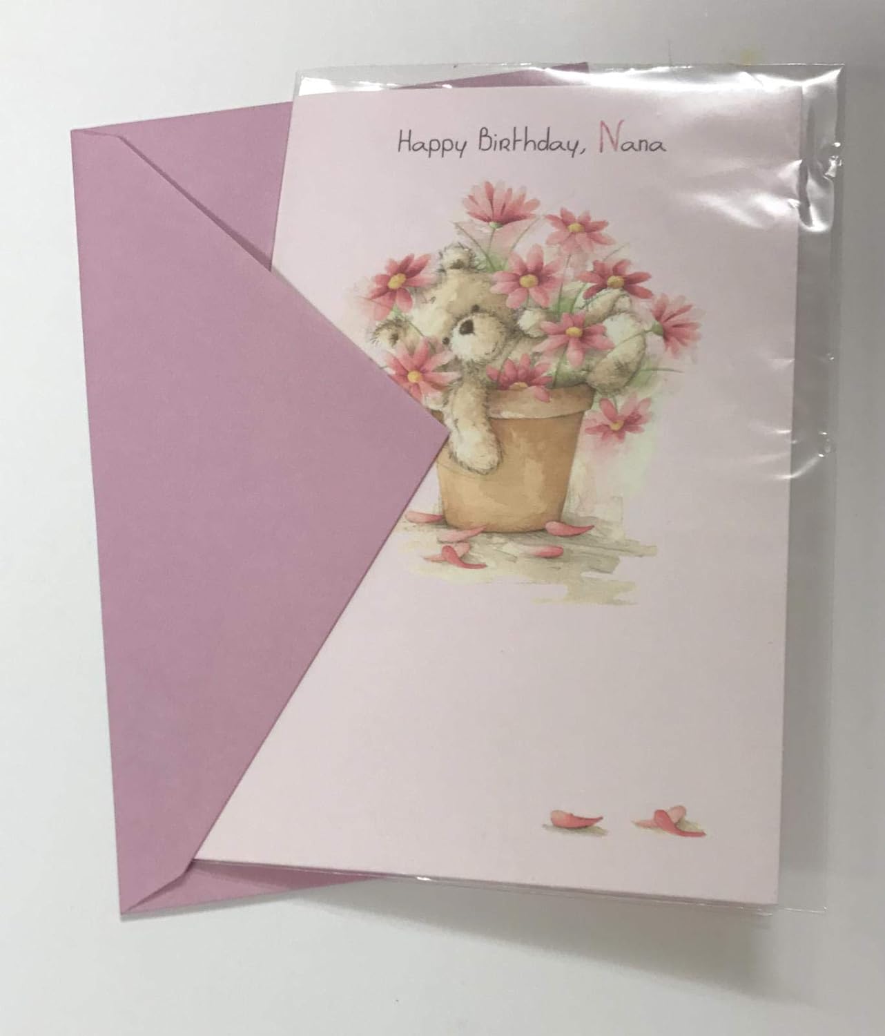 Happy Birthday Nana Teddy greeting card from UK Greetings featuring a cheerful teddy bear design and colorful birthday message.
