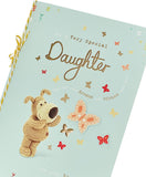 Heartfelt Boofle Daughter birthday greeting card featuring a cute Boofle character with colorful floral accents, UK Greetings.