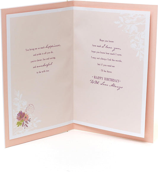 Heartfelt Daughter birthday greeting card from UK Greetings with a heartfelt verse and colorful floral design.