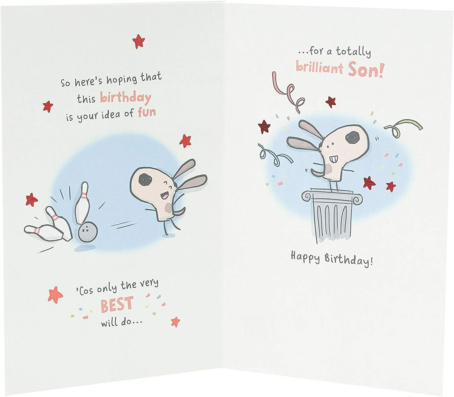 Funny greeting card for a brilliant son's birthday, featuring humorous poem design from UK Greetings.