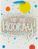 Large celebration gift bag from UK Greetings featuring festive "Hip Hip Hooray" design, perfect for birthdays and special occasions.