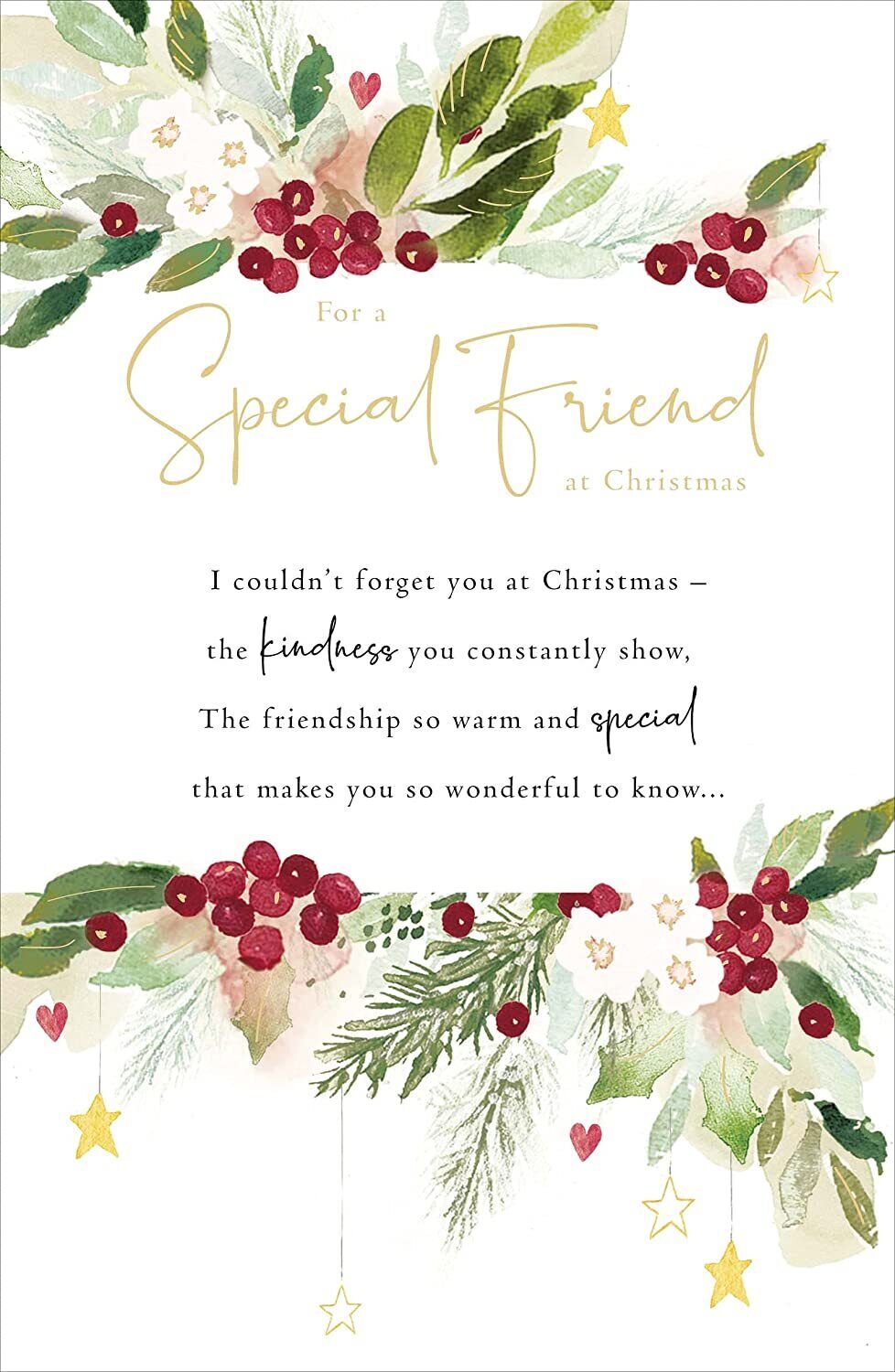 Holly & Ivy Christmas greeting card for a special friend by UK Greetings, featuring festive holiday design and heartfelt message.