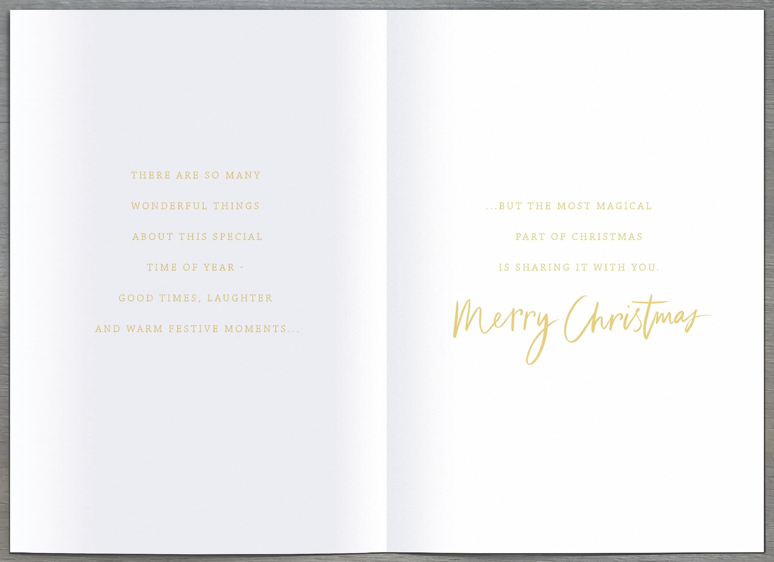 Husband Christmas greeting card featuring a festive Christmas tree city scene and a loving holiday message by UK Greetings.