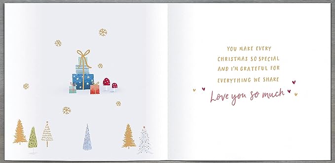 Husband Christmas greeting card featuring gold foiled owl illustrations, designed by UK Greetings.