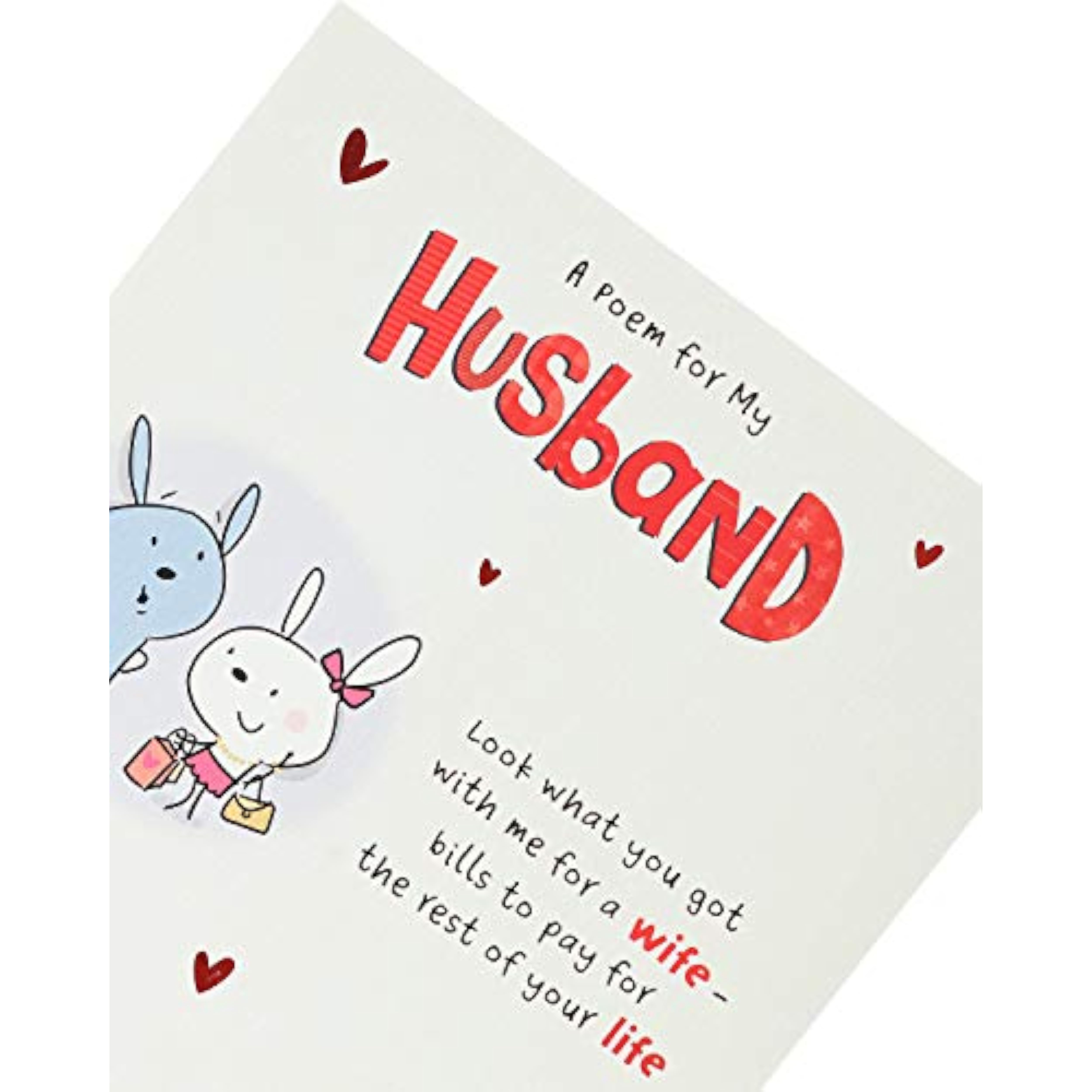 Valentine's Day greeting card for husband featuring a cute bunny design and heartfelt poem from UK Greetings.