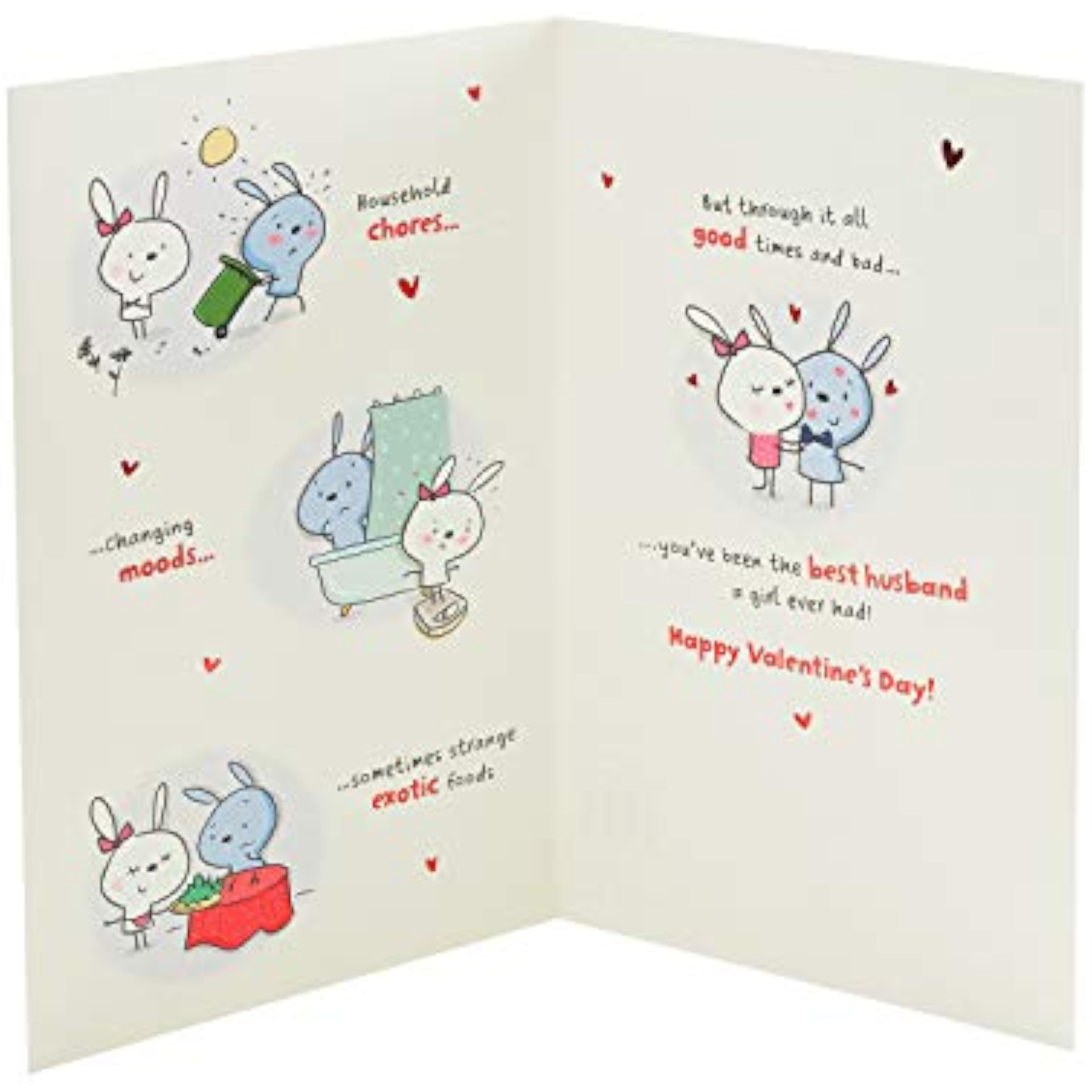 Valentine's Day greeting card for husband featuring a cute bunny design and heartfelt poem, by UK Greetings.
