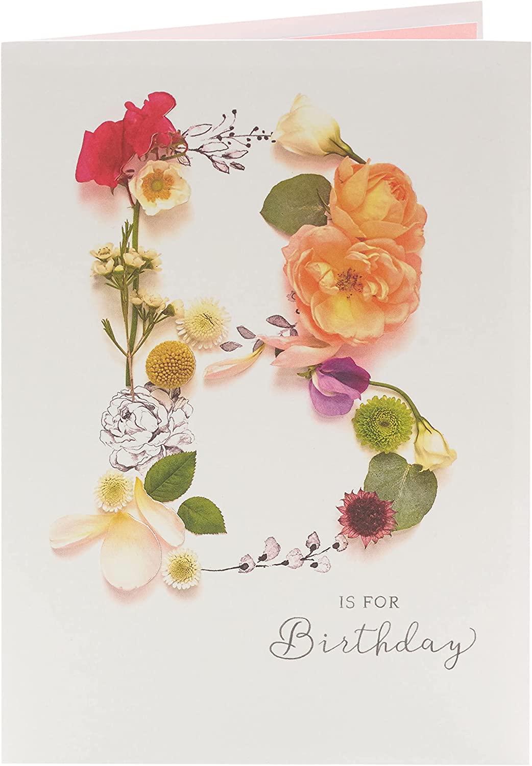 Into The Meadow female birthday greeting card by UK Greetings featuring floral design and cheerful message.