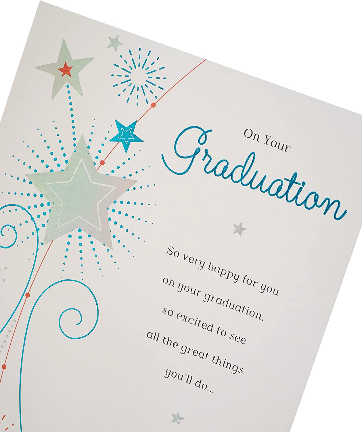 UK Greetings graduation congratulations card featuring celebratory design and message for graduates.