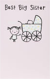 Joyful UK Greetings Big Sister Congratulations Card with colorful floral design and cheerful message for new big sister