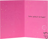 Joyful UK Greetings Big Sister Congratulations Card featuring colorful floral design and heartfelt message inside.