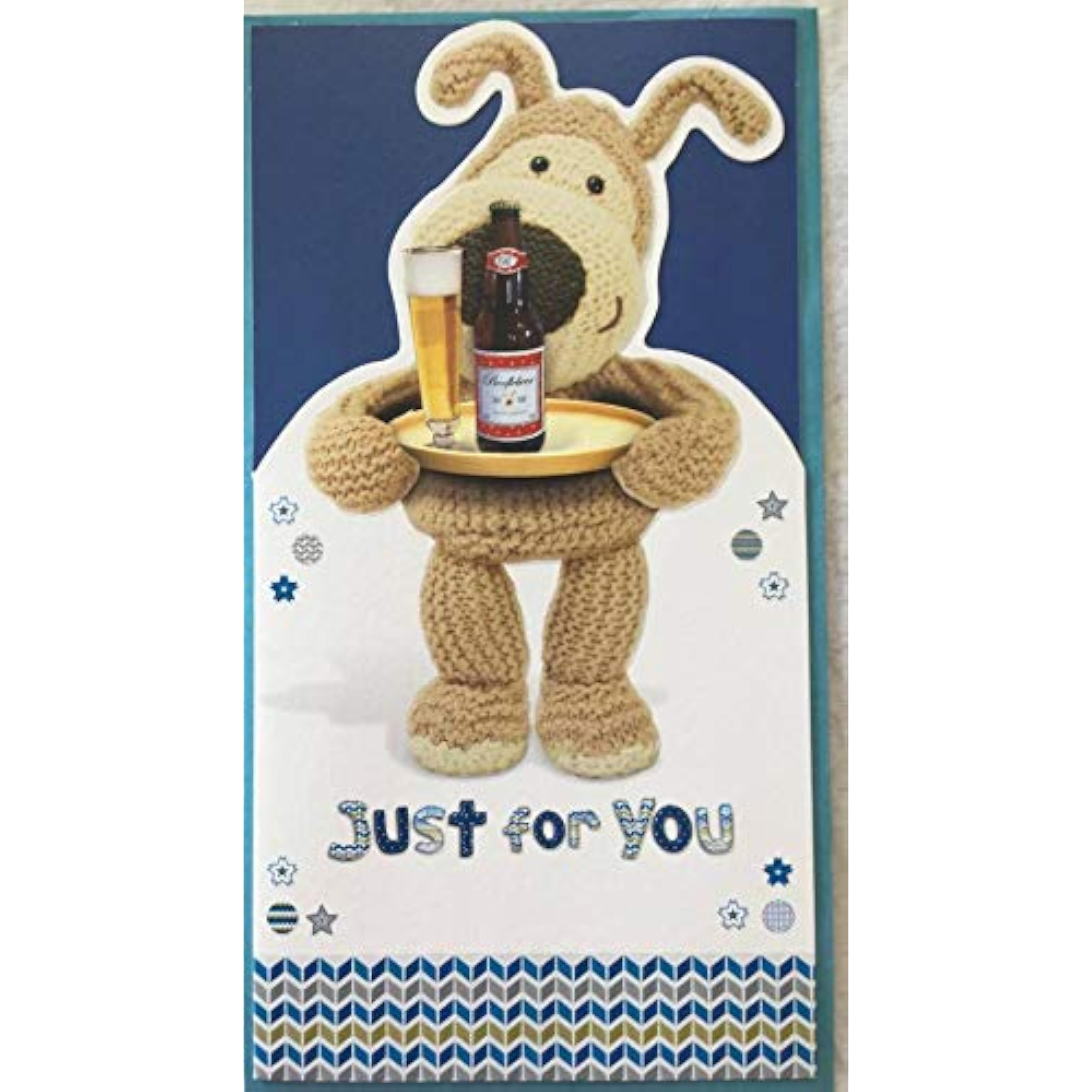 Just For You Boofle Happy Father's Day greeting card open showing colorful design and heartfelt message, UK Greetings.