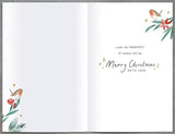 Gold foiled heart Christmas greeting card for sister featuring festive design from UK Greetings.