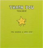 Gold star thank you teacher greeting card from UK Greetings featuring a heartfelt design for educators.