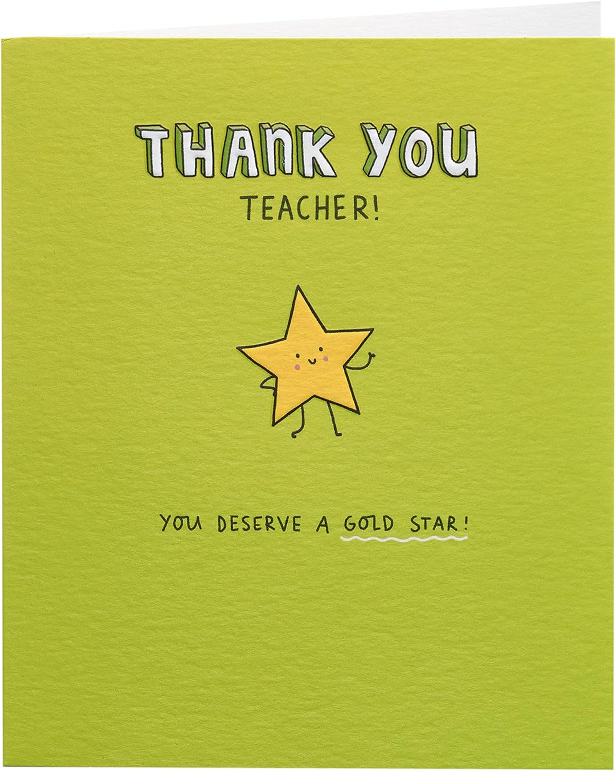 Gold star thank you teacher greeting card from UK Greetings featuring a heartfelt design for appreciation.