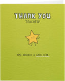 Gold star thank you teacher greeting card from UK Greetings featuring a heartfelt design for appreciation.