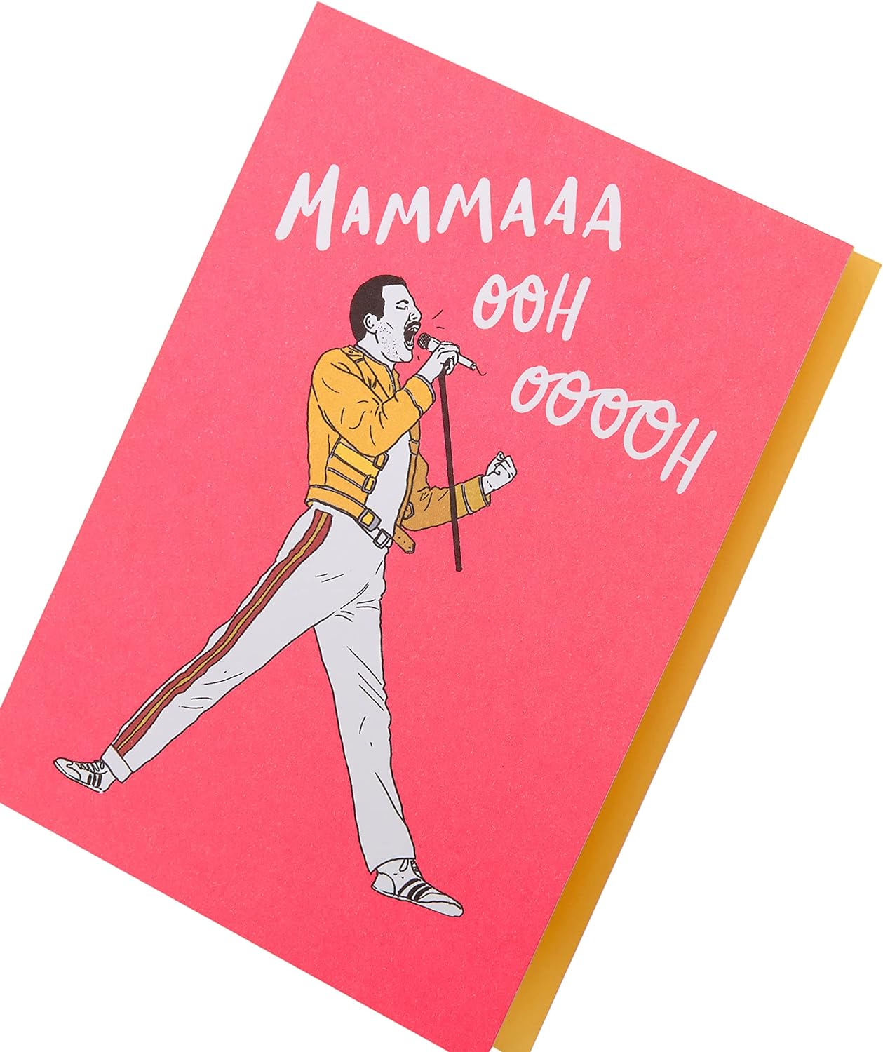 Kindred Mother's Day greeting card featuring Freddie Mercury design with envelope, from UK Greetings, showcasing vibrant artwork.