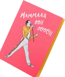 Kindred Mother's Day greeting card featuring Freddie Mercury design with envelope, from UK Greetings, showcasing vibrant artwork.