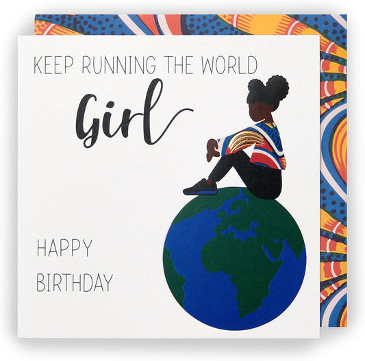 Kindred X Afrotouch Girl Birthday Card from UK Greetings featuring vibrant design and celebratory message for special occasions