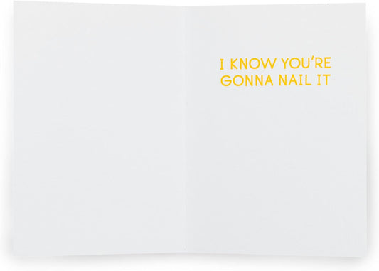 Kindred X David Olenick I Wish Shoe greeting card by UK Greetings featuring a humorous shoe illustration and good luck message.