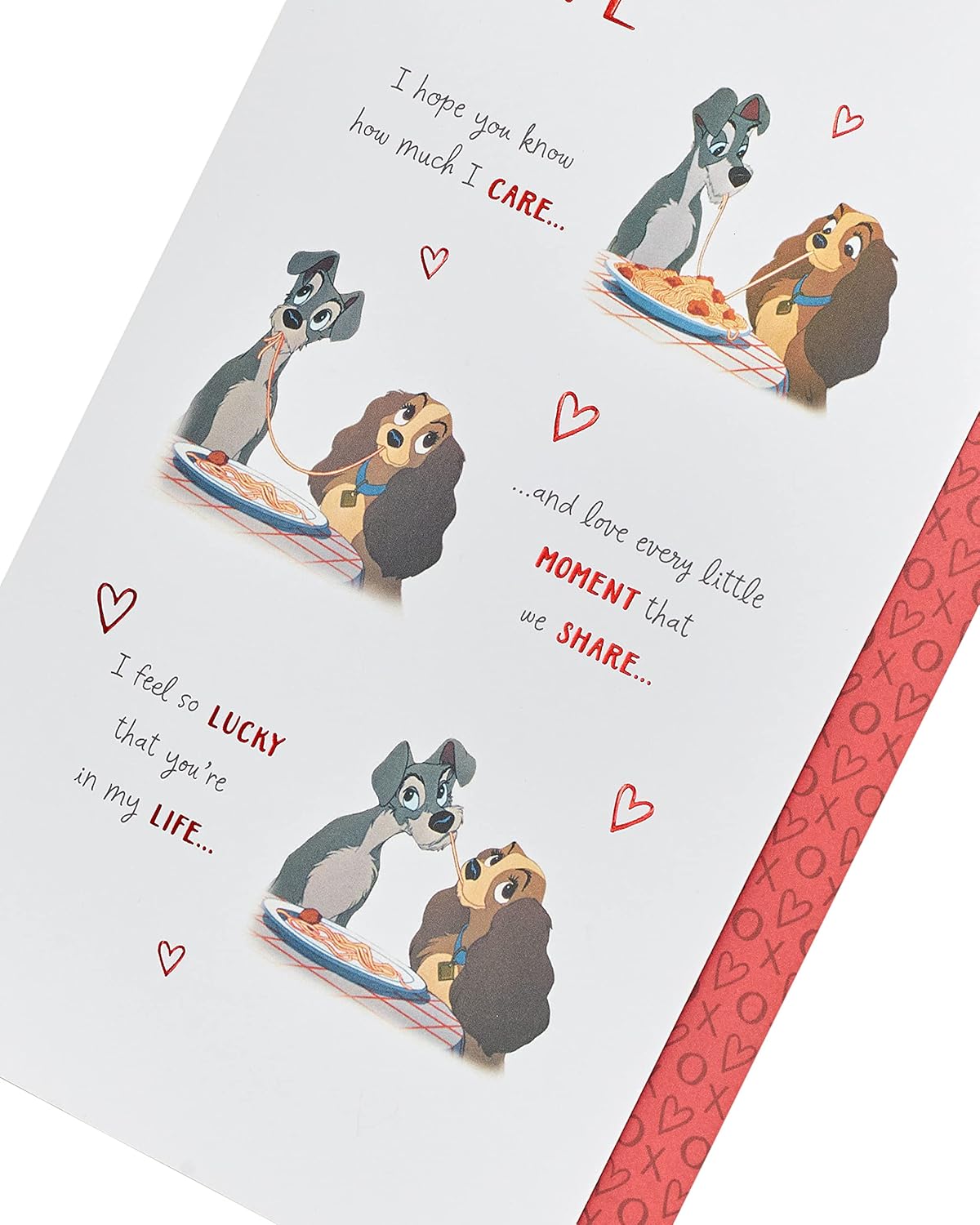 Lady & Tramp romantic wife greeting card by UK Greetings, featuring Disney-inspired romantic illustration on a wedding-themed card.