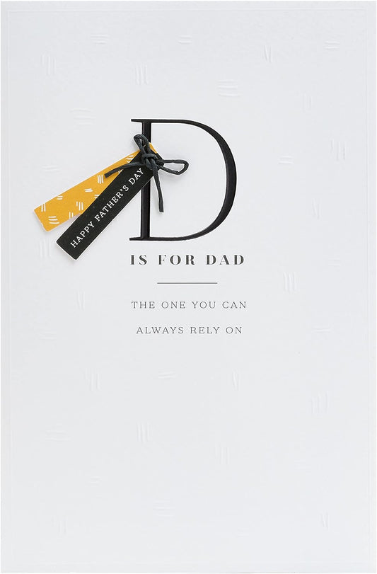 Father's Day greeting card featuring a large letter D design from UK Greetings, perfect for celebrating dads.
