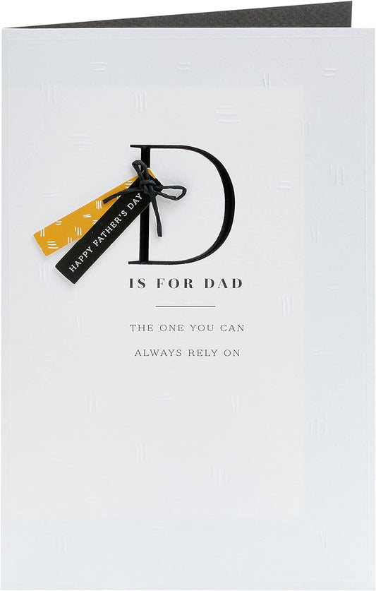 Letter D Dad Father's Day greeting card from UK Greetings featuring a colorful design and heartfelt message.