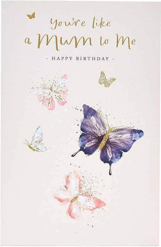 Like a Mum to Me birthday greeting card by UK Greetings featuring heartfelt message and colorful floral design.