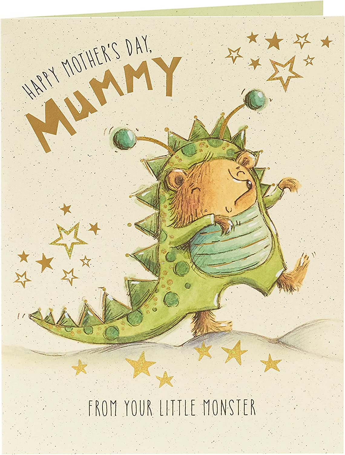 Colorful Little Monster Mothers Day greeting card from UK Greetings featuring playful monster illustrations.