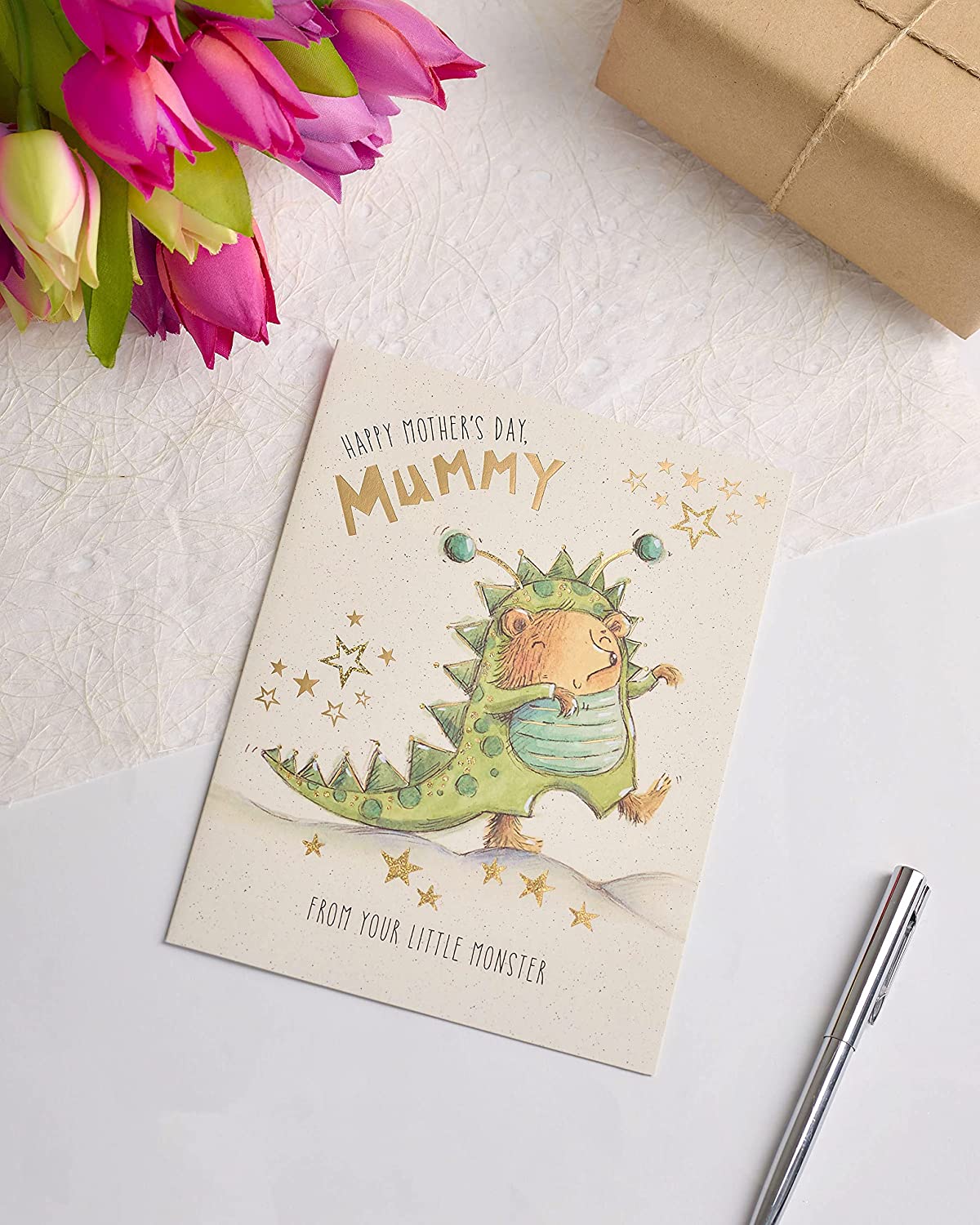 Colorful Little Monster Mother's Day greeting card with playful monster characters and heartfelt message from UK Greetings.
