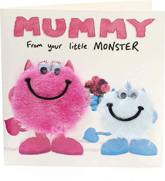 Little Monster Mummy birthday greeting card from UK Greetings, featuring a cute mummy character design on the front.
