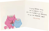 Little Monster Mummy birthday greeting card from UK Greetings with colorful mummy design and festive message.