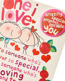 Love Badge Compliments birthday greeting card featuring a colorful love badge design, UK Greetings brand, perfect for celebrating.