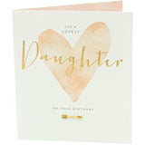 Pink and gold elegant daughter birthday greeting card from UK Greetings, featuring floral design and heartfelt message.