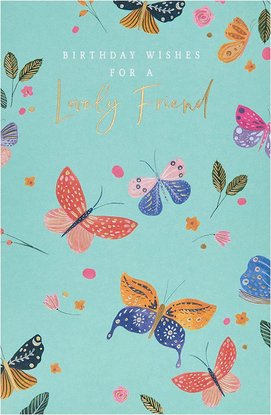 Colorful floral friendship birthday greeting card by UK Greetings with cheerful floral design and heartfelt message inside.