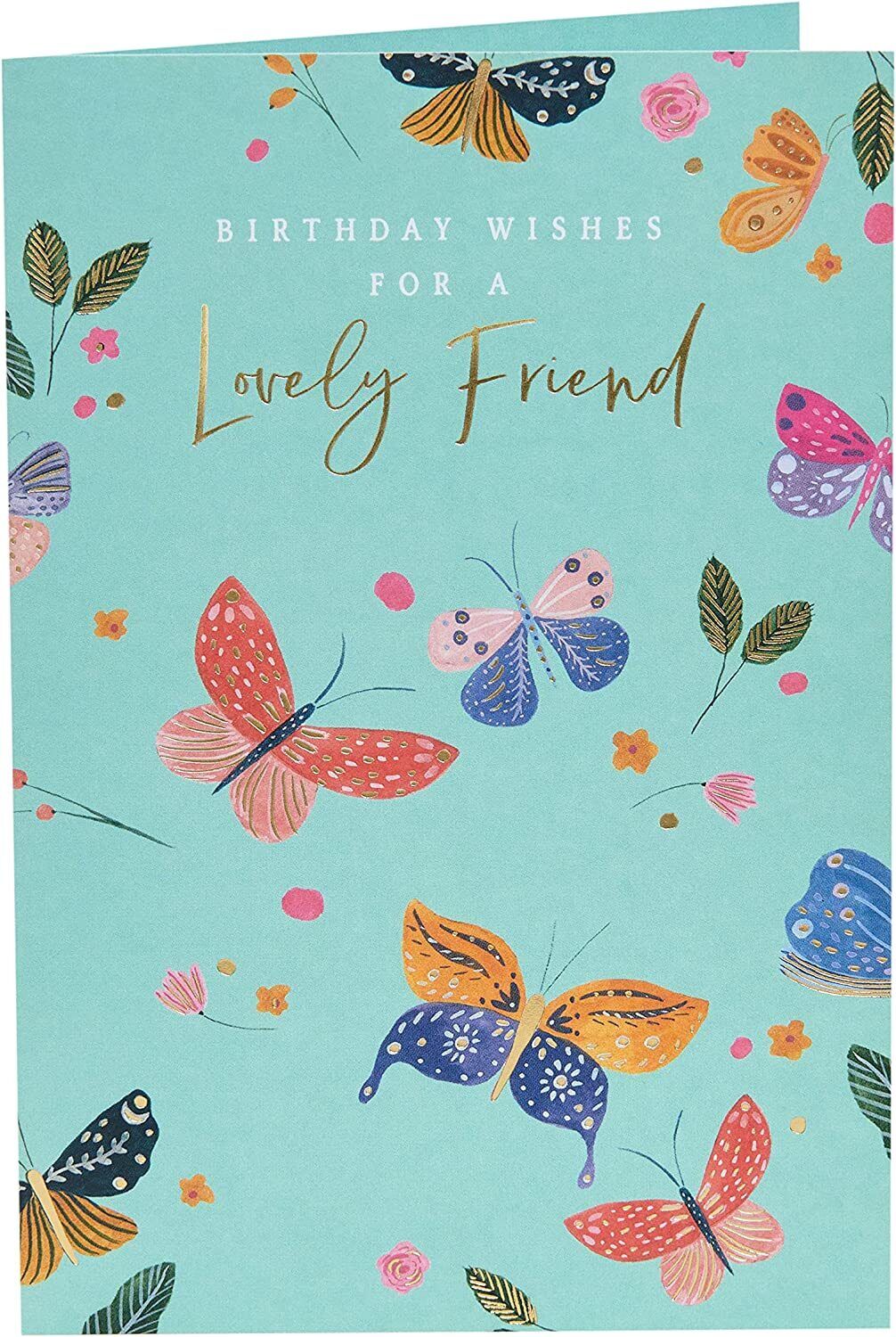 Colorful floral-themed greeting card from UK Greetings featuring a friendly birthday message, perfect for celebrating friends.