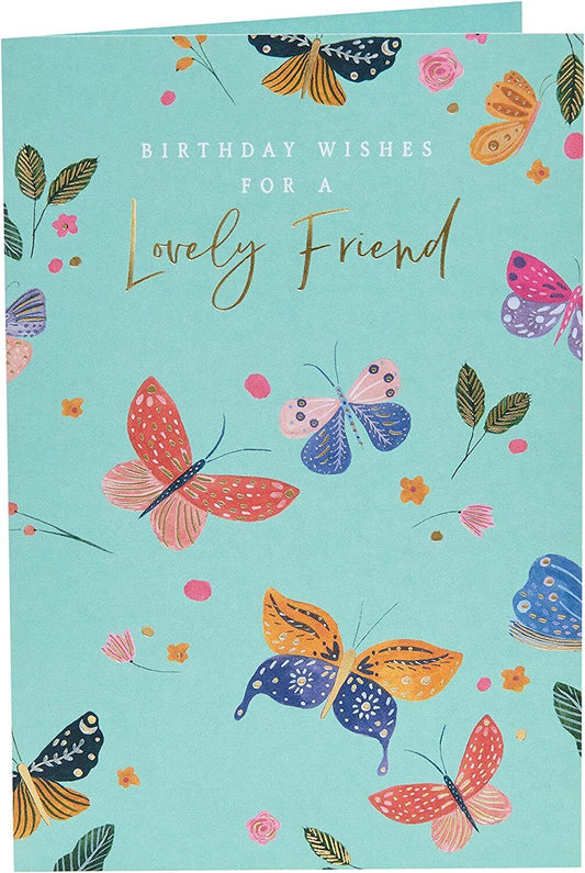 Colorful floral-themed greeting card from UK Greetings featuring a friendly birthday message, perfect for celebrating friends.