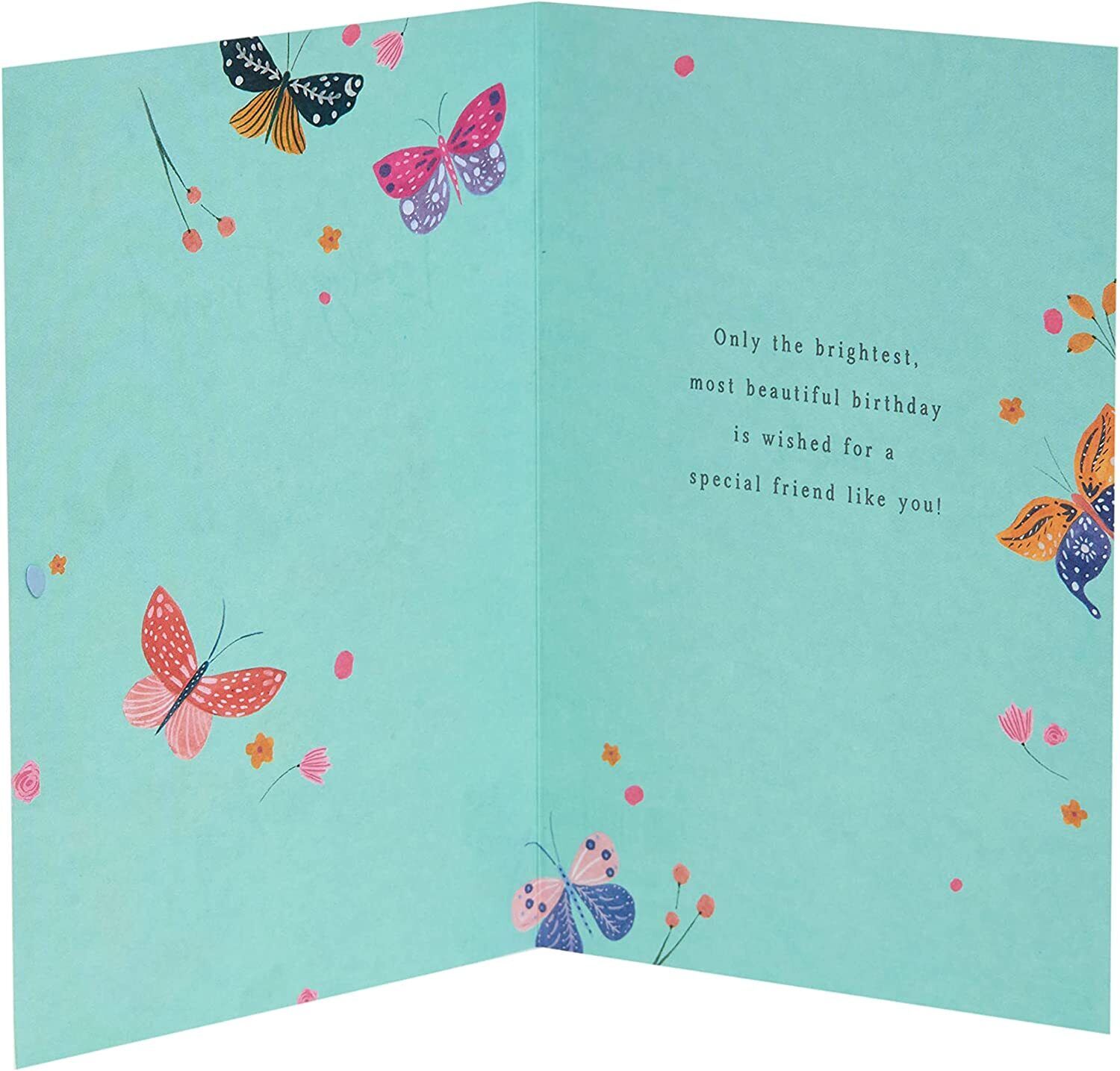Colorful floral friendship birthday greeting card by UK Greetings featuring vibrant flowers and cheerful design.