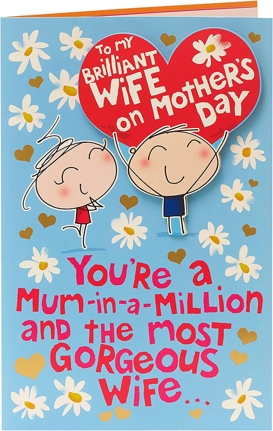 UK Greetings Mother's Day greeting card for wife featuring a lovely verse and floral design.
