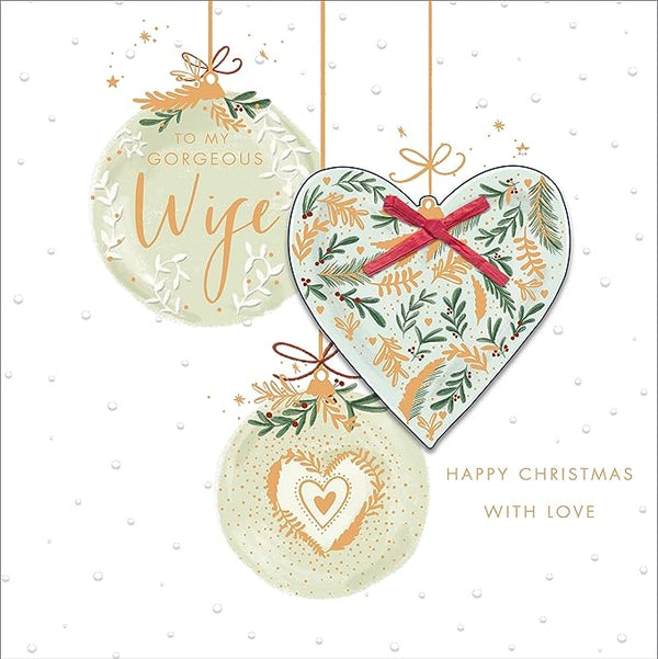 Elegant luxury Christmas greeting card for wife with heartfelt holiday design by UK Greetings, featuring festive red and gold accents.