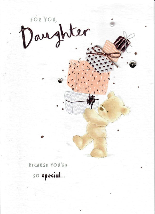Luxury Jeweled Daughter Birthday Card from UK Greetings featuring elegant design and sparkling embellishments.