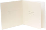 Luxury wedding greeting card with 3D hearts and silver foil accents, by UK Greetings, featuring elegant design and intricate details.