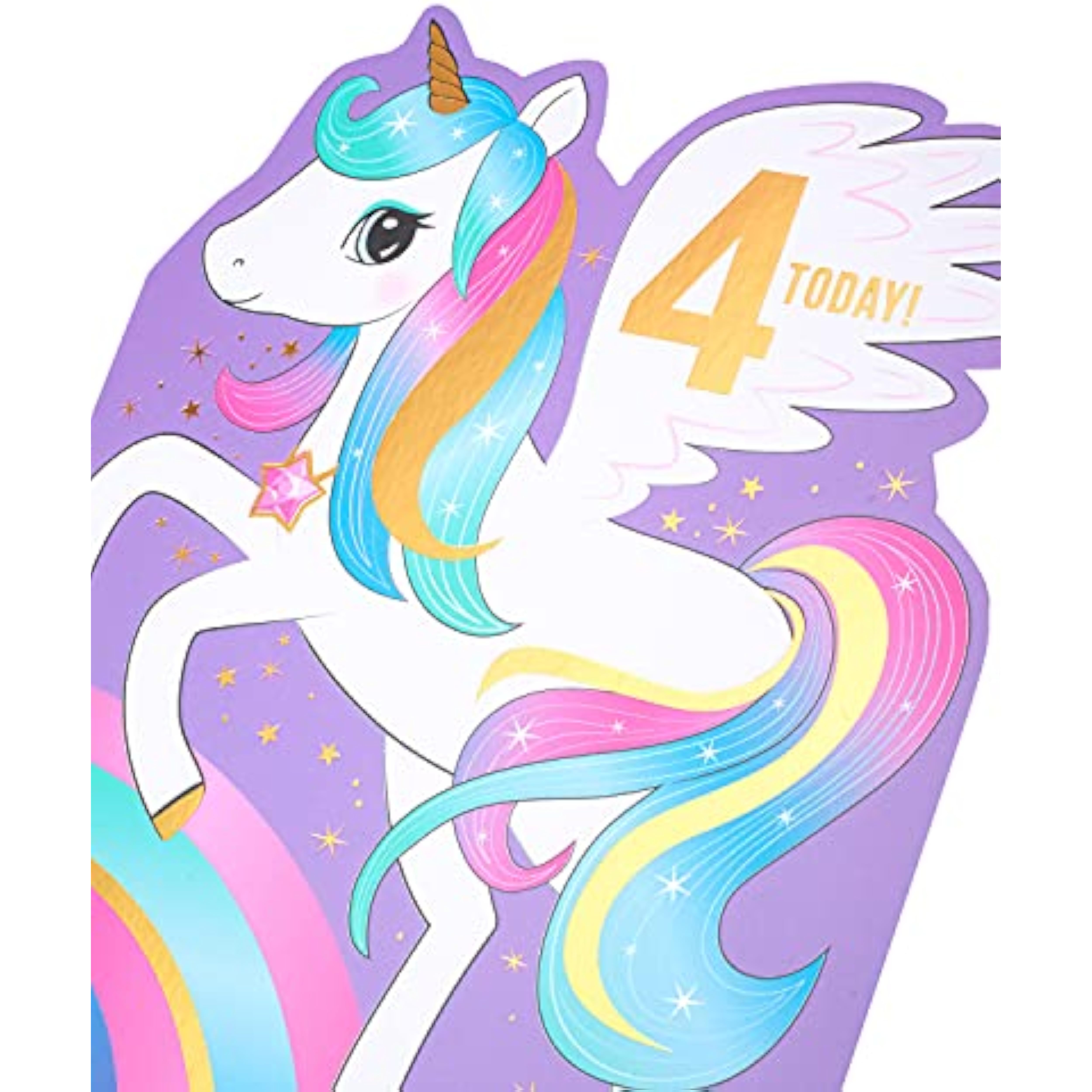 Colorful Magical Unicorn birthday greeting card for girls, featuring whimsical unicorn design by UK Greetings.