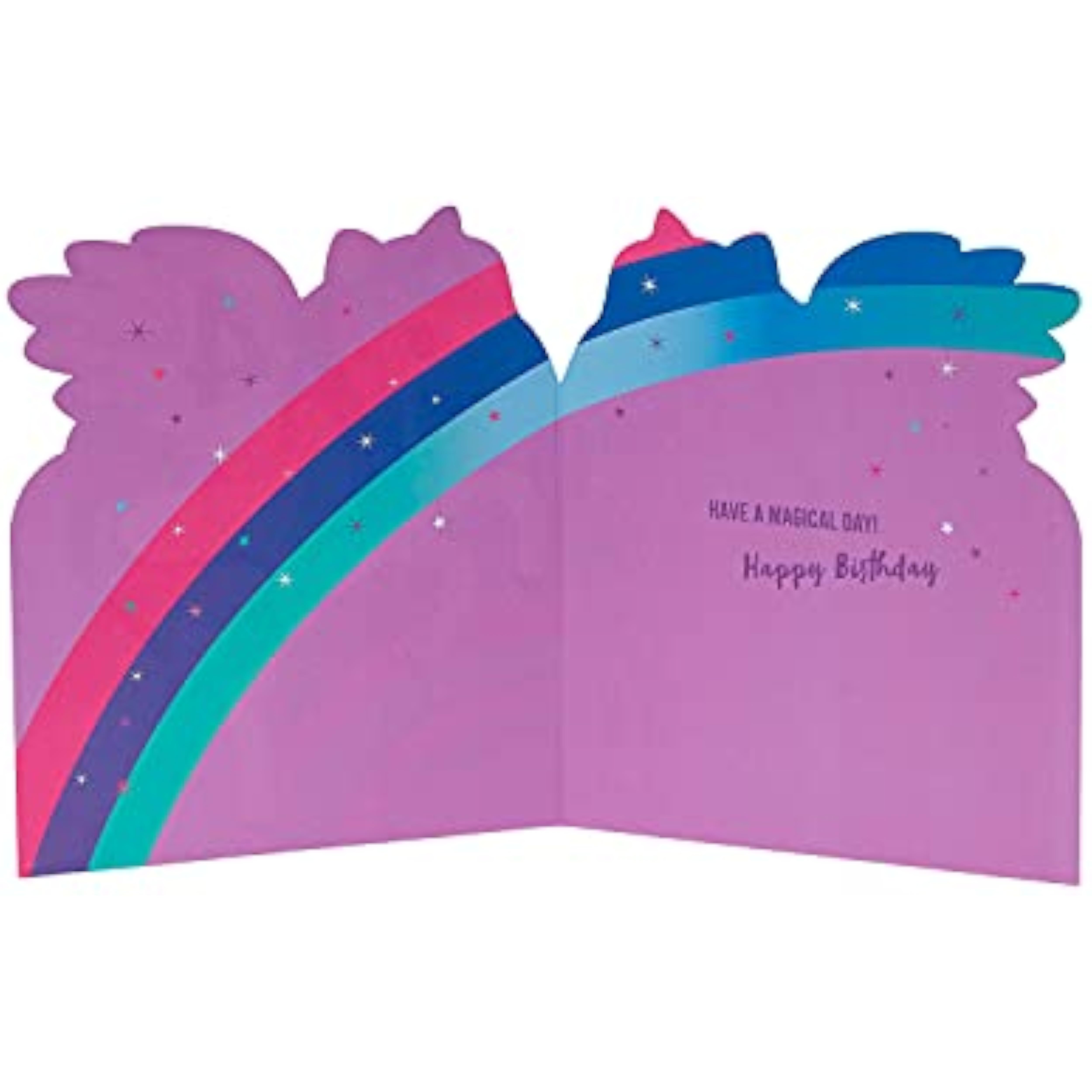 Colorful Magical Unicorn 4th birthday greeting card for girls by UK Greetings, featuring a whimsical unicorn illustration.