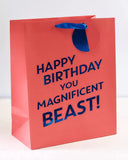 Large Magnificent Beast gift bag from UK Greetings featuring colorful animal illustrations for greeting card packaging.