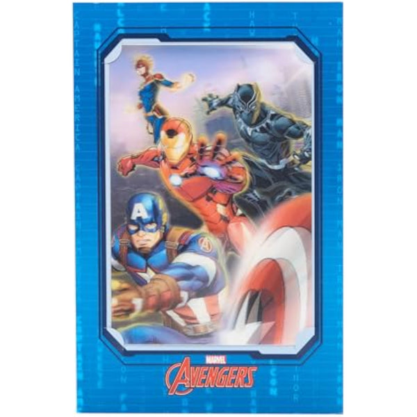 Marvel Avengers 3D keepsake boy birthday greeting card featuring superhero characters, colorful design, and festive theme.