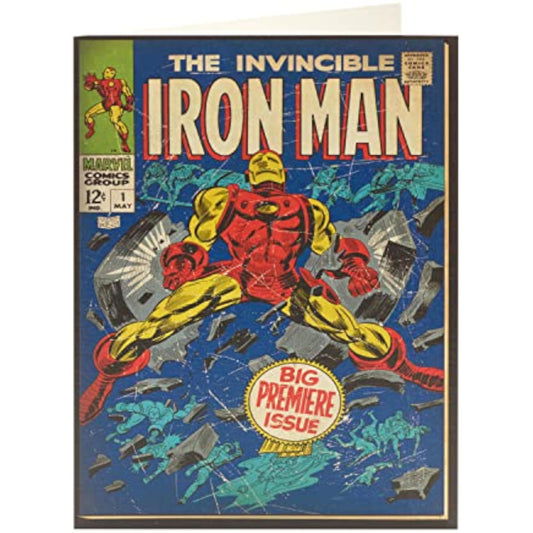 Retro Marvel Avengers greeting card featuring vintage superhero artwork, perfect for birthday celebrations and fans of Marvel comics.