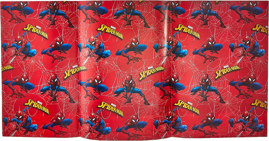 Marvel Spiderman wrapping paper and greeting card set with 2 sheets and 2 tags, featuring Spider-Man design for gift wrapping or cards.