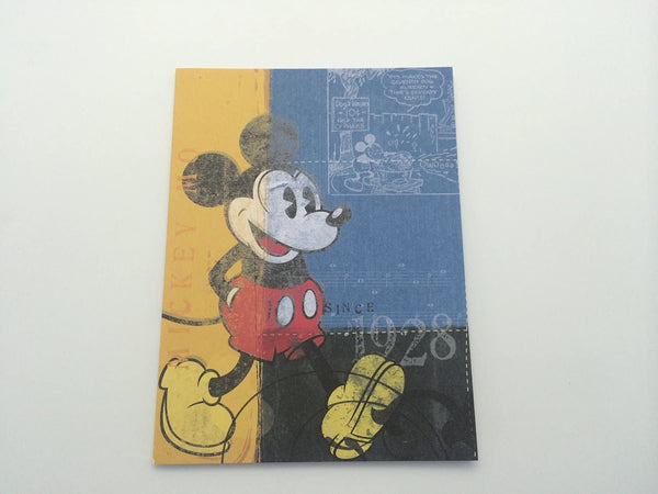Set of two Mickey Mouse themed greeting party invitations with colorful designs, perfect for children's celebrations.