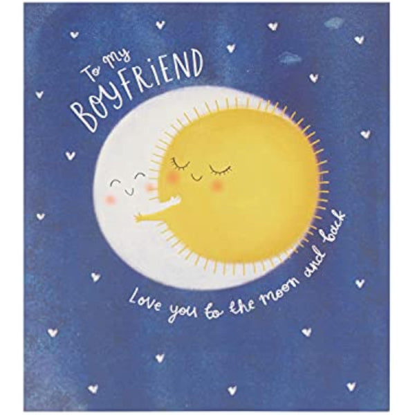 Moon Design Boyfriend Valentines Day Greeting Card featuring romantic illustration, perfect for expressing love on Valentine's Day